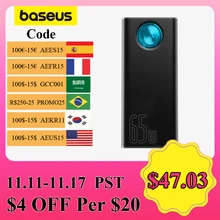 Baseus 65W Power Bank 30000mAh QC3.0 Fast Charge Type C Quick Charge Portable Powerbank External Battery For Samsung For Huawei