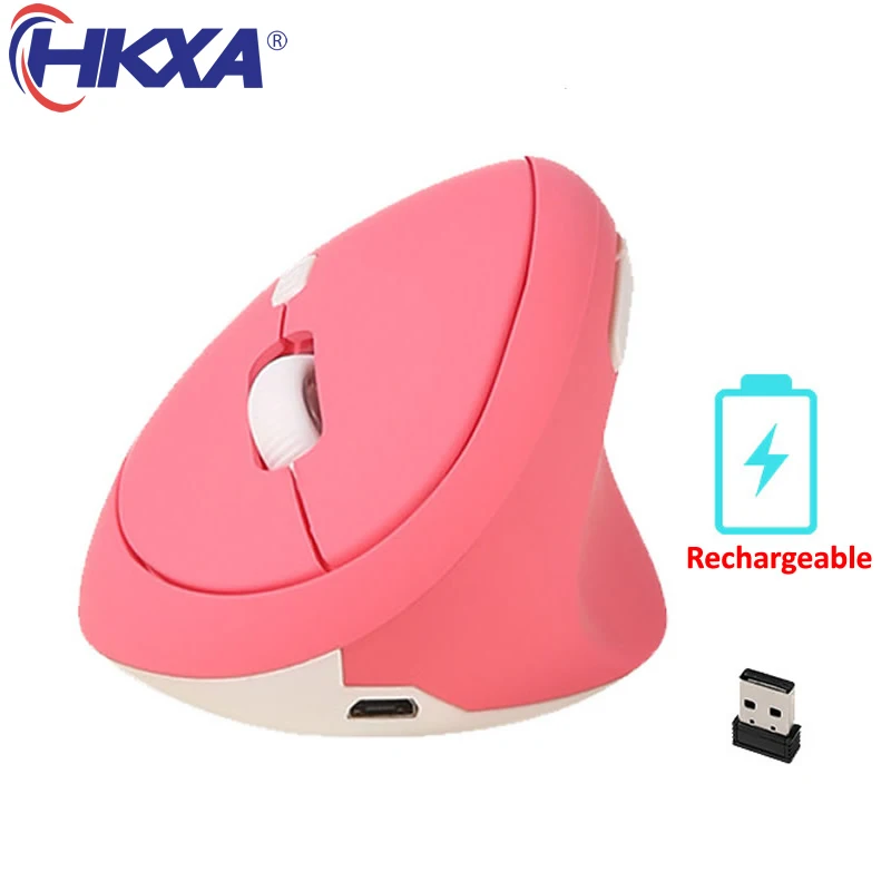 

HKXA Ergonomic Vertical Mouse 2.4G Wireless USB Rechargeable 1600 DPI Gamer Mice 6D Mini Gaming Mouse for Computer Laptop PC