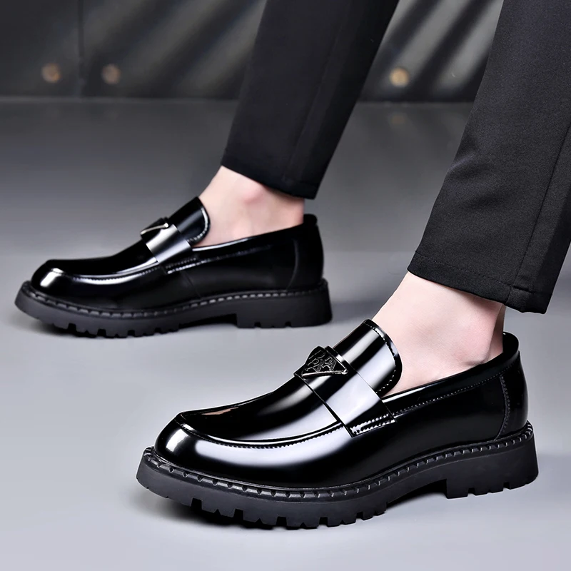 Кожаная обувь из натуральной кожи для мужчин дышащая и рост ленивые люди