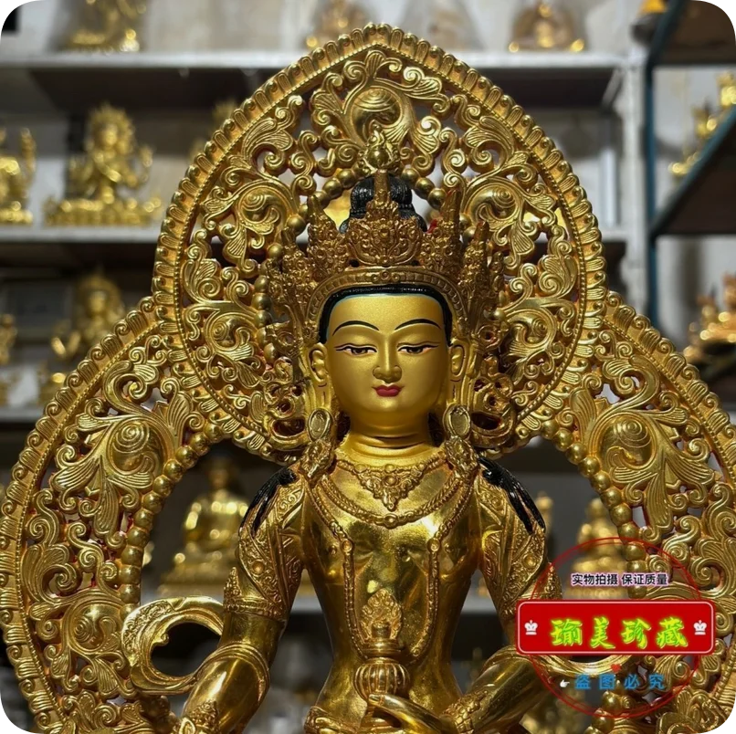 Фото Ksitigarbha Earth Store Статуя Будды Бодхисаттвы благословена 12 дюймов Позолоченная медь №5
