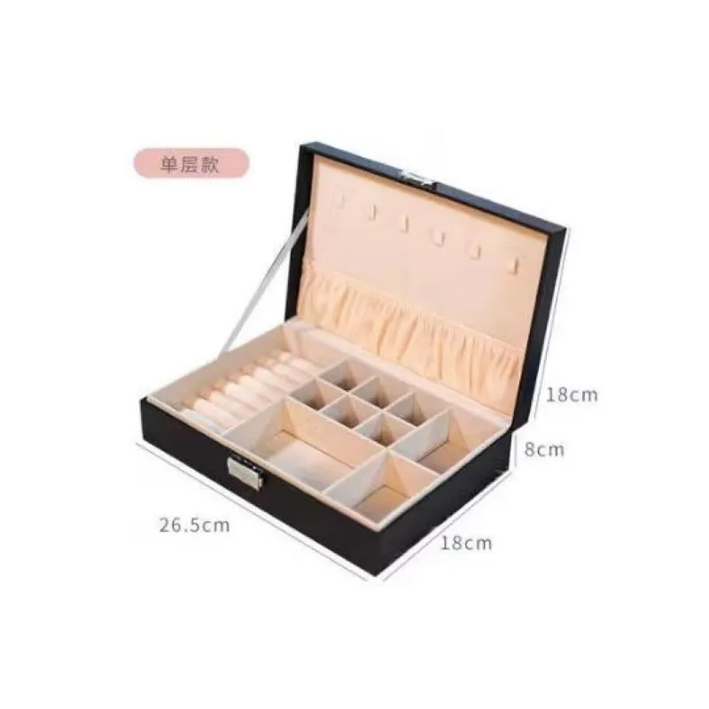 Double Layer Jewelry Box PU  Leather Jewelry Box Large Capacity Portable Jewelry Display Storage Box Necklace Rings Watch Box