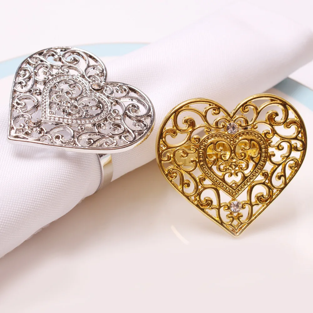 

12PCS/Metal plating love napkin ring Valentine's Day table decoration jewelry holiday love shape napkin ring