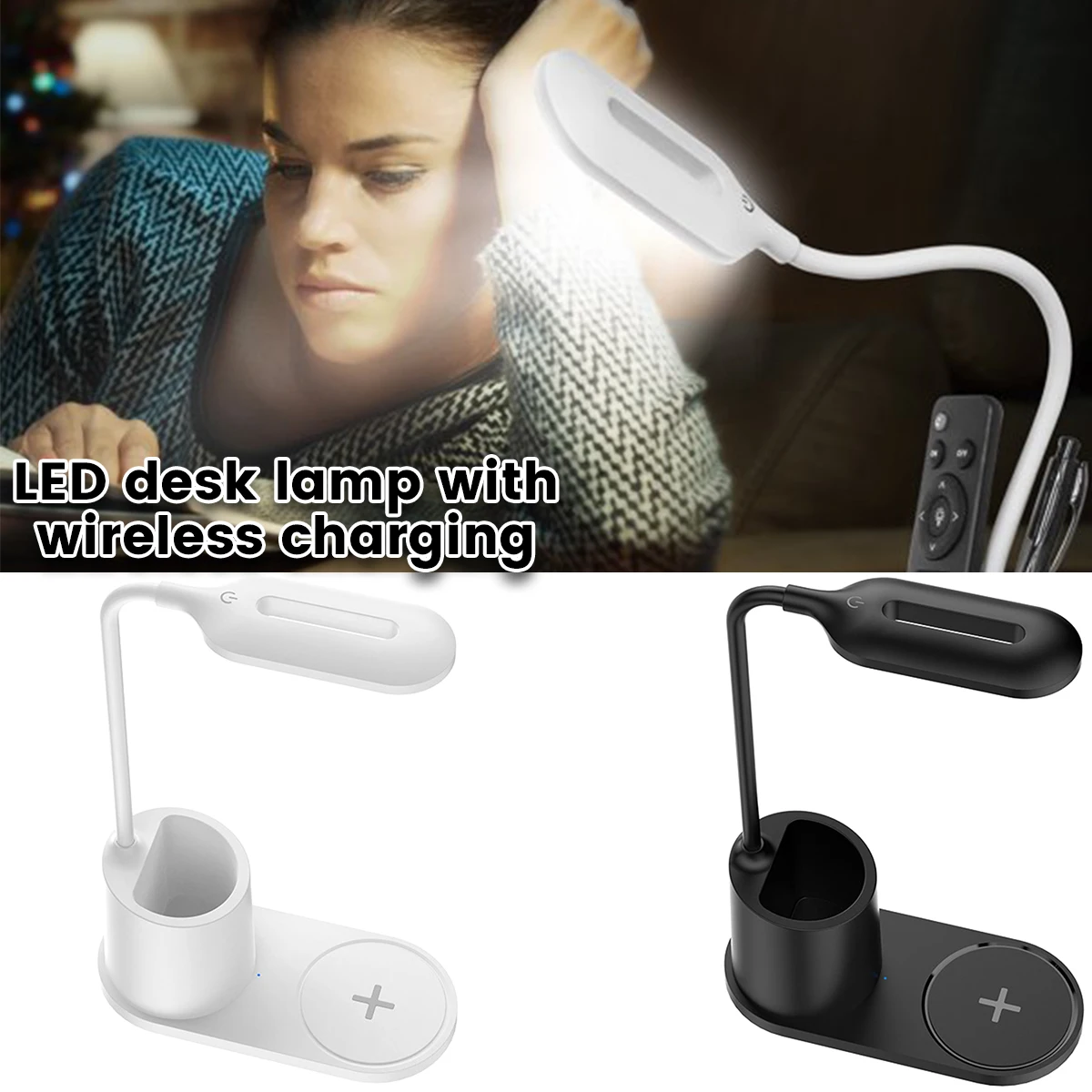 

USB Rechargeable LED Desk Lamp Touch Dimming Adjustment Table Lamp for Children Kids Reading Study Wireless Charger for iPhone12