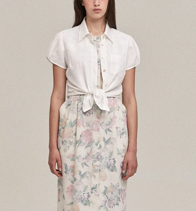 

127674 127675 Fashion Classic Trendy Luxury Designer ClothKorean Style Flax Sunscreen Can Bandage Shirt