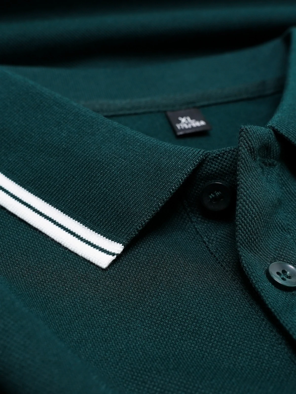 Мужская футболка с лацканами темно-зеленая деловая повседневная дышащая