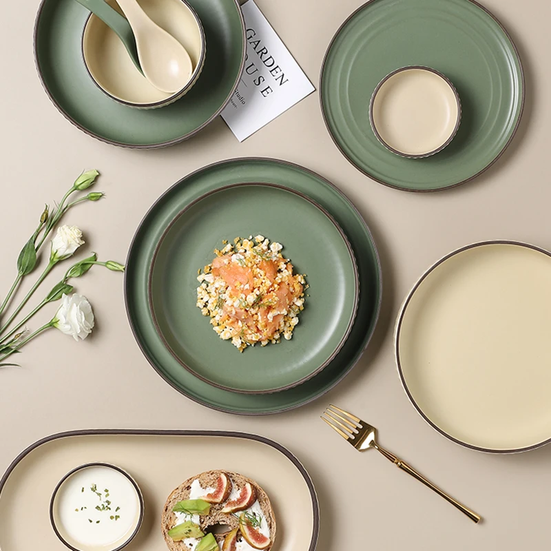 Полный набор посуды столовые приборы посуда для завтрака супа микроволновки