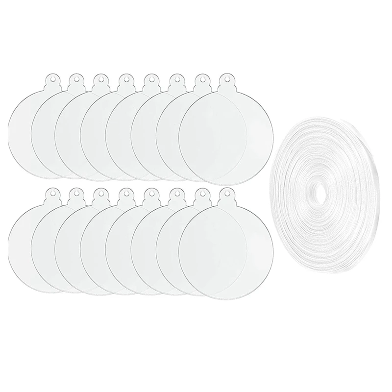 

Acrylic Ornaments DIY Round Clear Christmas Blank Disc With Hole Acrylic Transparent Tags