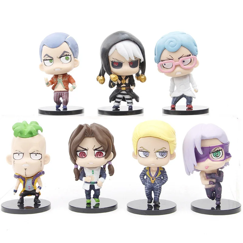 

7pcs Anime JOJO Bizarre Adventure Golden Wind Figure Risotto Nero Action Figures Kujo Jotaro Jonathan Joestar PVC Model Toys