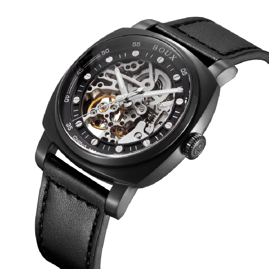 

BOUX Skeleton Luminous Automatic Mechanical Watch Men Seagull ST16 Movement Army Military Wristwatches Disiplay Hollow Clock