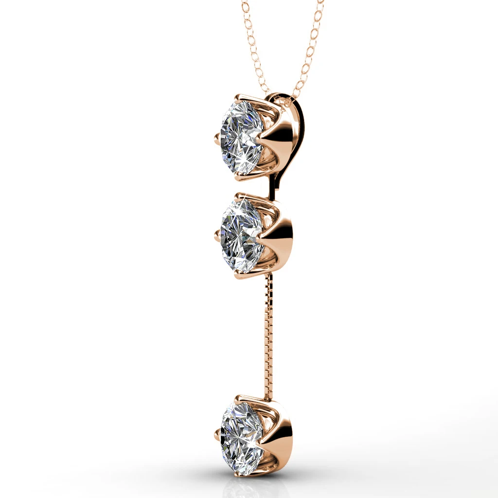 Фото Модное колье с тройным кристаллом, украшенное кристаллами Swarovski, с покрытием из медного розового золота, женские украшения, популярное №2
