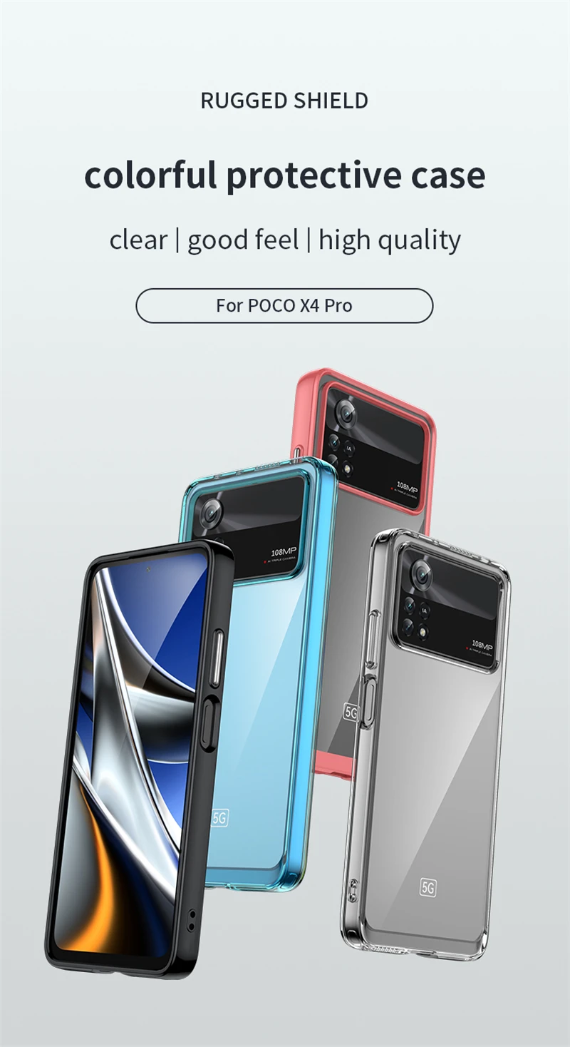 Transparent Case For Xiaomi Poco X4 Pro 5G Case Colorful Protective Silicone Case For Poco X4 Pro 5G Cover For Poco X4 Pro 5G