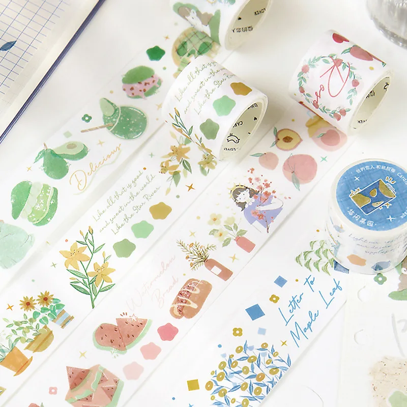 

Кавайная декоративная наклейка Washi для сада, цветов, животных, самодельная клейкая этикетка для скрапбукинга, планировщика, дневника, журна...