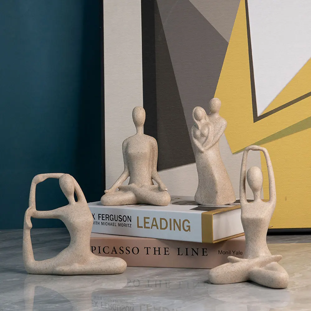 

Скандинавская фигурка из песчаника для йоги, скульптура, абстрактная фигурка из смолы, статуя для дома, офиса, настольного компьютера, винны...