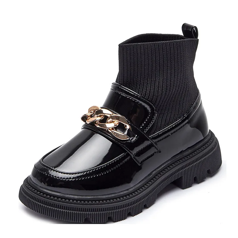 

Toddlers Girls Ankle Booties Children Spring Short Boots PU Leather Shoes Autumn Baby Flats Fashion Outwear Platform 2-10Y