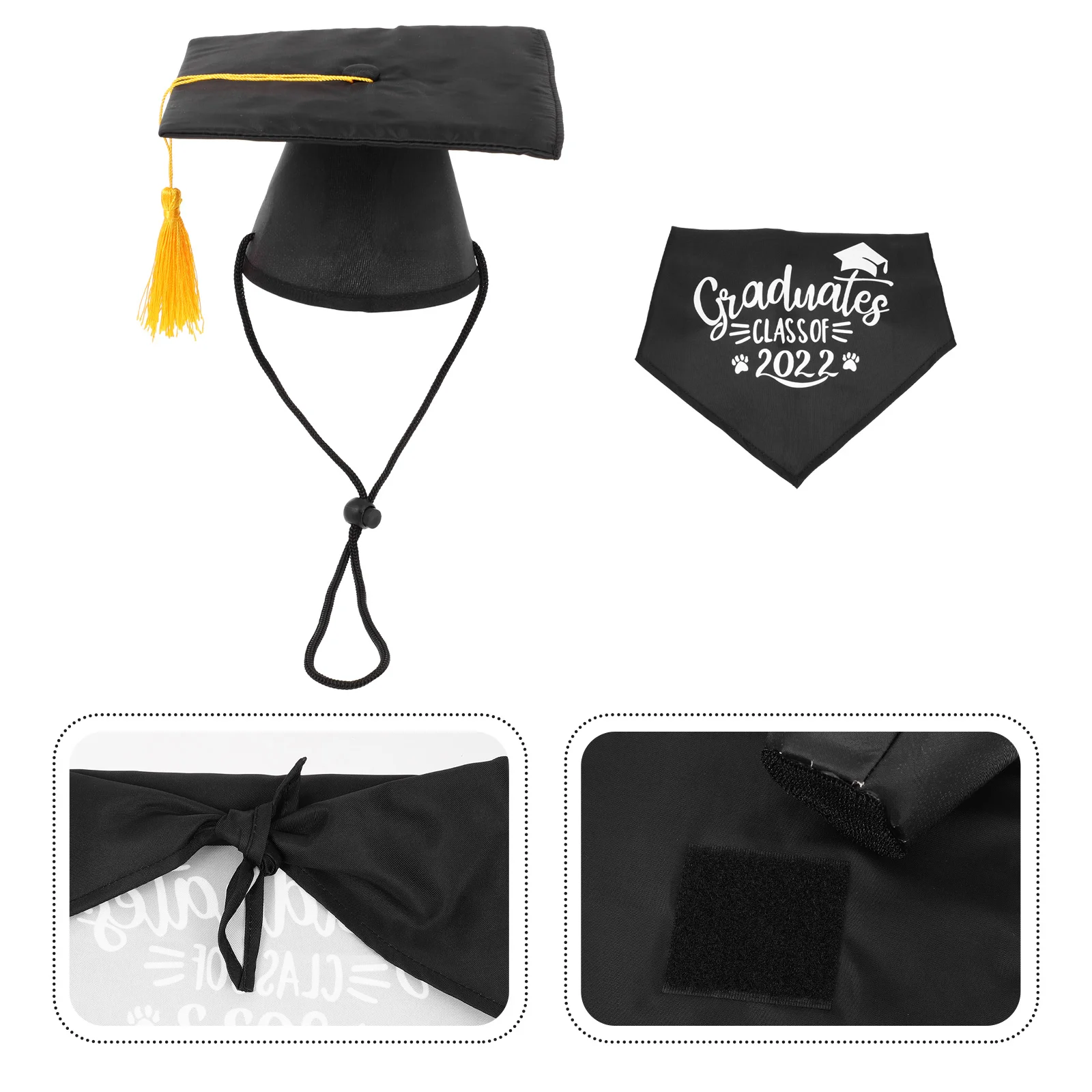 

Набор аксессуаров для выпускного шапки, шапка с желтой кисточкой и черной Выпускной, бандана для собак и кошек, 2022, 1 комплект