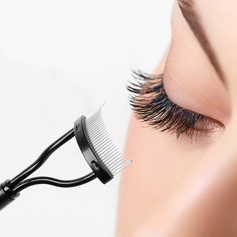 

1-3PCS Black Straight Handle Eyelash Comb Spiral Eyebrow Comb Oblique Head Eyebrow Brush