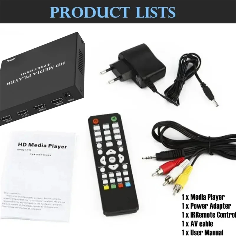 Фото Медиаплеер Full HD 4K/1080P с поддержкой USB, внешних HDD, U-дисков, SD/MMC, 4xHDMI, MKV, AVI, с ИК-пультом, для воспроизведения Blu-ray №2