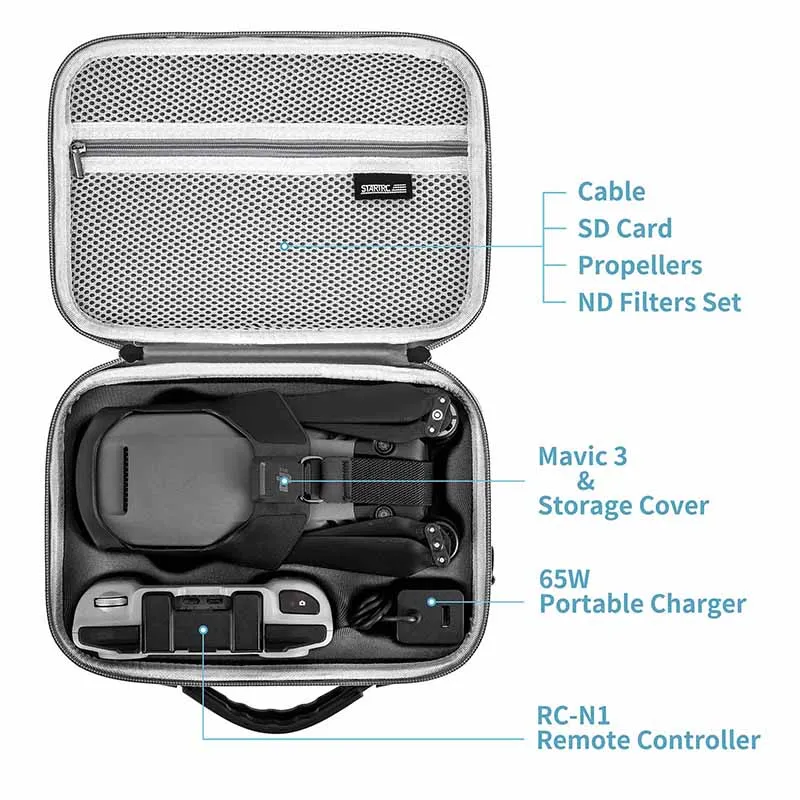 STARTRC Shoulder Bag for DJI Mavic 3 Drone Accessories Storage Bag PU Watertight Case Handbag Large Capacity Mavic 3 Backpack