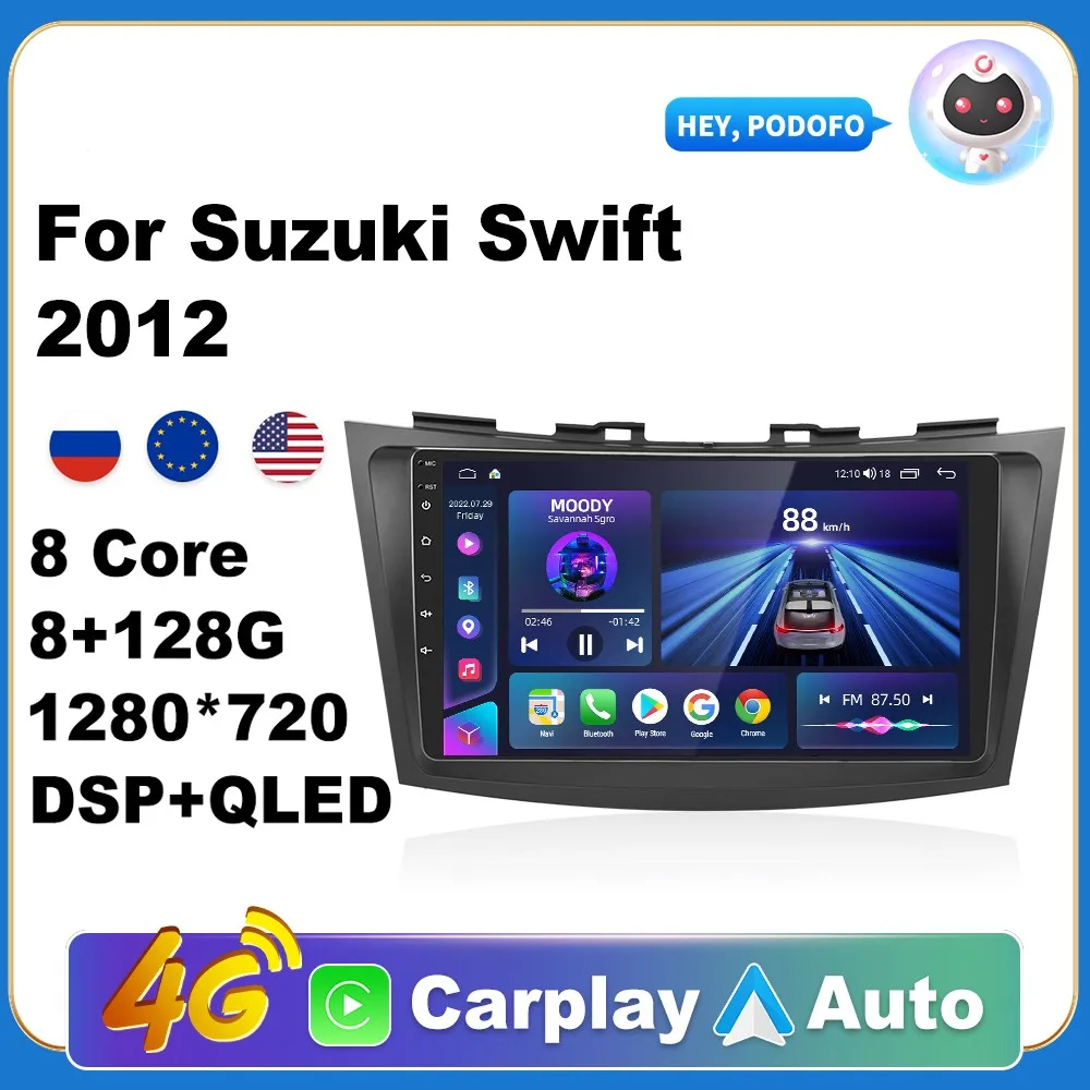 

AI Voice Android Carplay Car Radio For Suzuki Swift 2012 Android Auto 4G Multimedia Navigation GPS Autoradio DSP