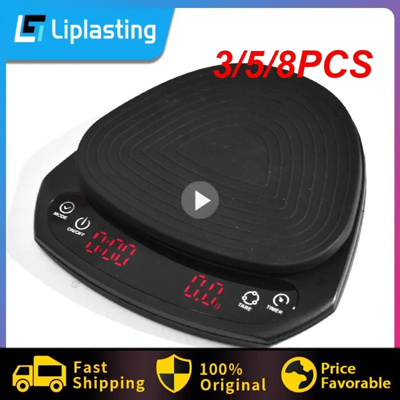 

3/5/8PCS LED Digital Coffee Scale With Timer Anti-slip Hand Brewed Electronic Scale Automatic Timing Barista Tools Accurate To