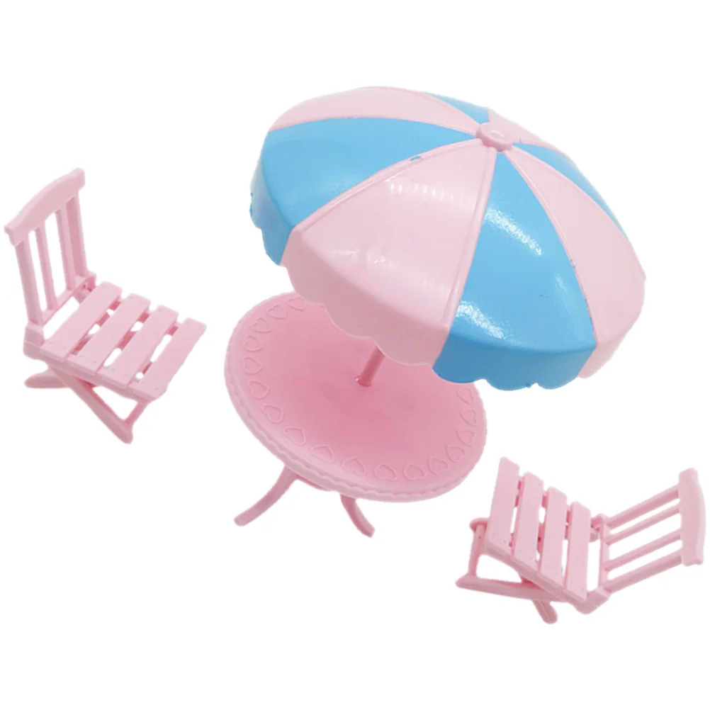 

Leisure Table Chairs Mini Plastic Furniture Adorn Model Small House Beach Miniature Desk Desktop Ornament Fish Bowl Decorations