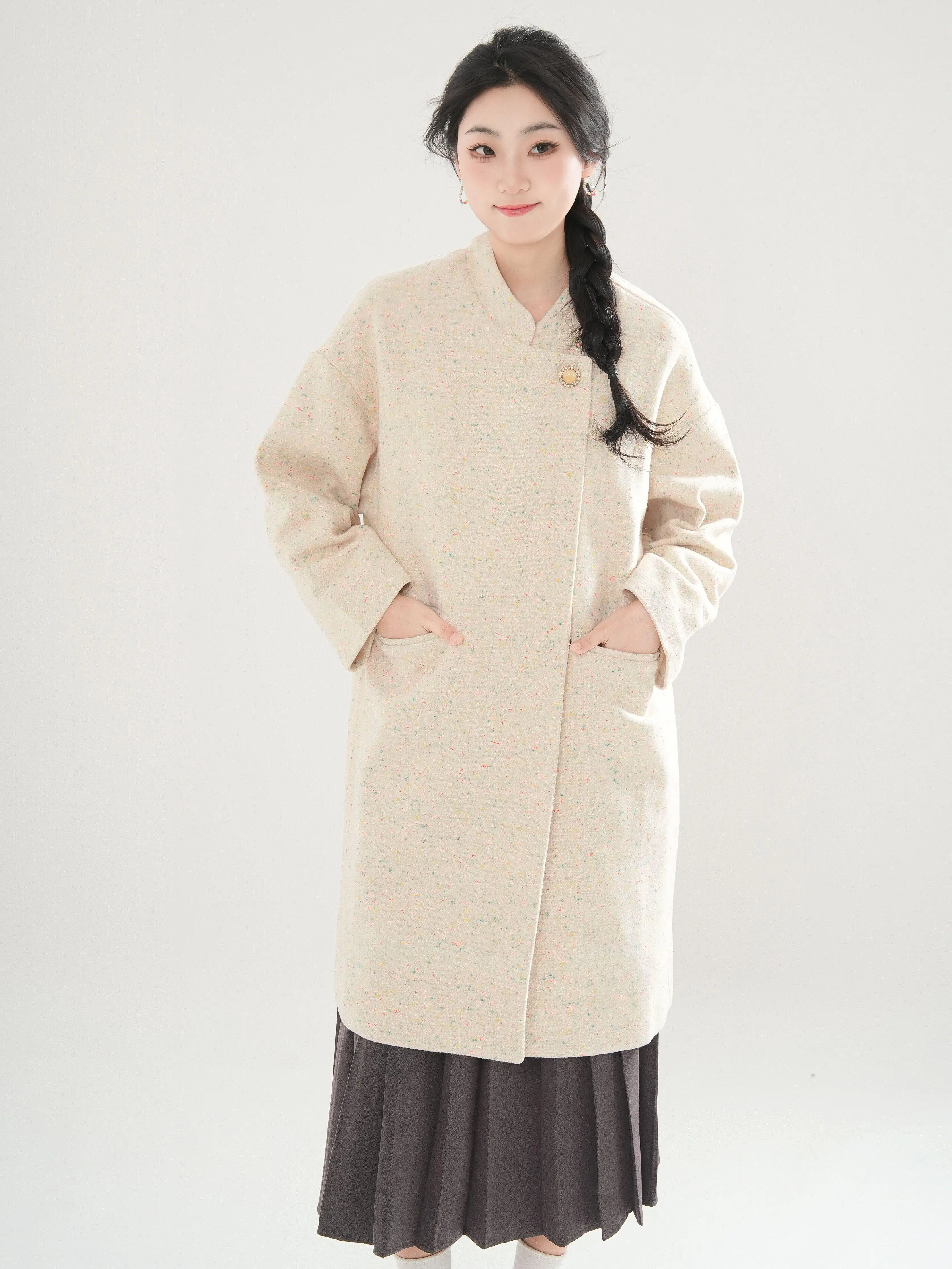 Cocoa Forest Original Chinese Sle Young High Sense Mid-Length Loose Coat Outerwear Women Winter New