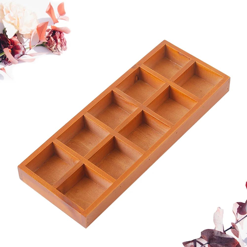 

Wooden Organizer Storage Tray Box Wood Compartment Drawer Tea Divided Desktop Compartments Container Bagrustic Grid Rectangular