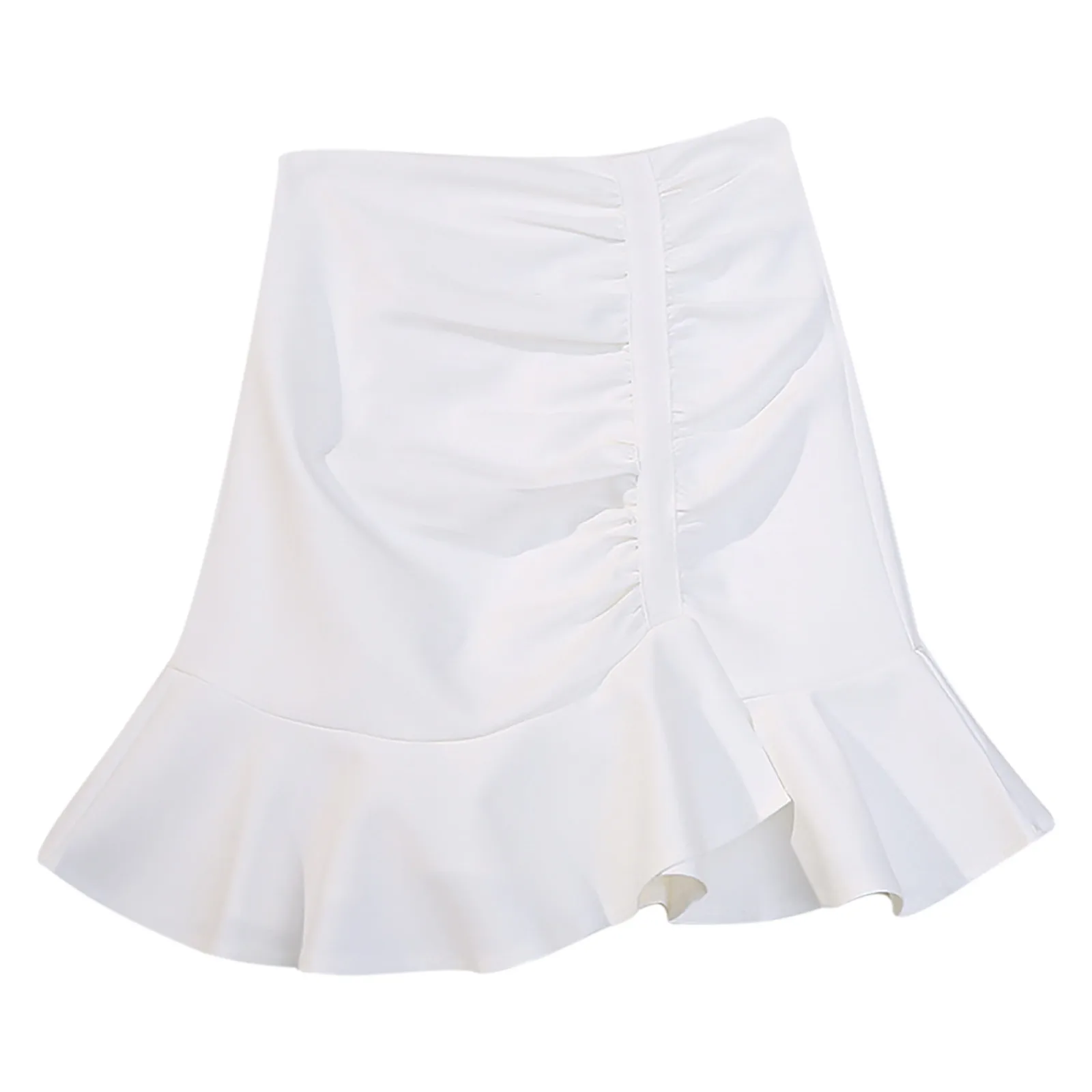 

Повседневная юбка с оборками, однотонная женская юбка с высокой талией и юбкой-годе, тонкая юбка