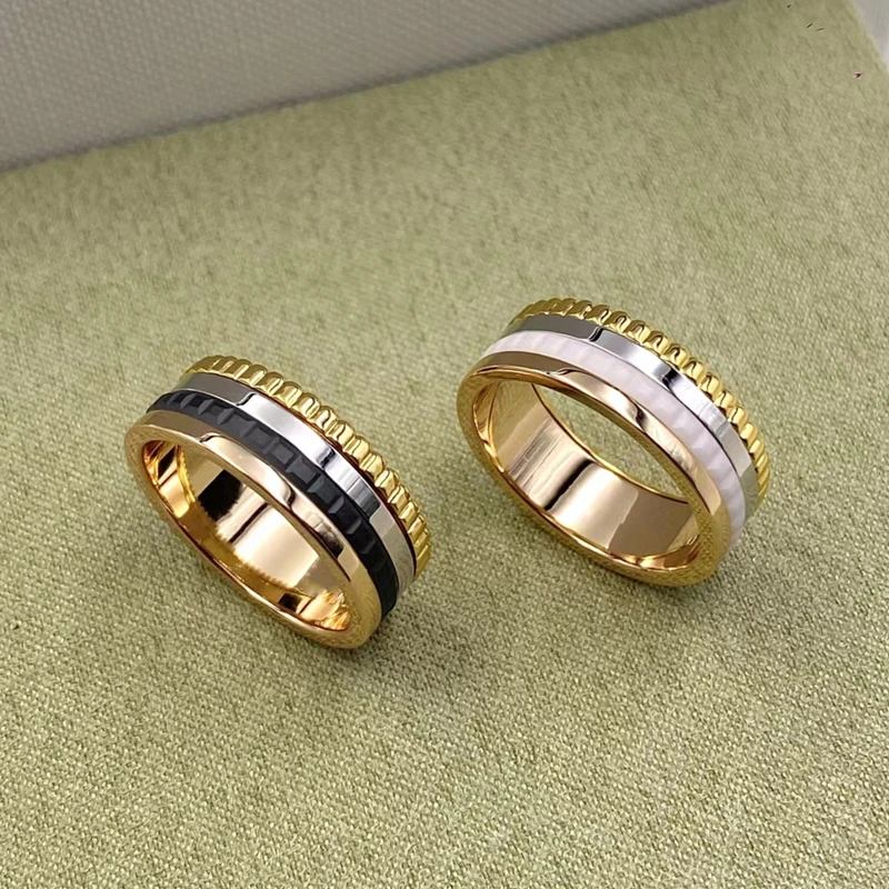 

Классическое вращающееся кольцо из серебра 925 пробы в европейском и американском стиле для мужчин и женщин, черно-белое керамическое модное...
