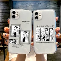 tokyo revengers avengers manjiro sano phone case for iphone 13 12 11 8 7 plus mini x xs xr pro max transparent soft