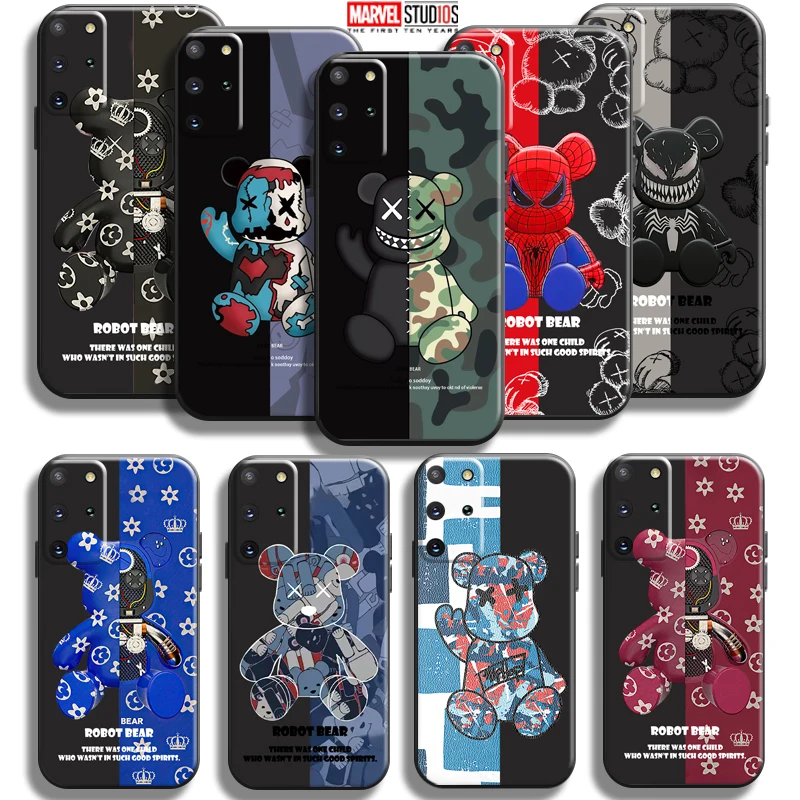 

Fashion Luxury Bear Phone Case For Samsung Galaxy S20 S21 S22 FE Ultra 5G S22 S21 S20 S10 10E S9 Plus Black Funda Back Soft