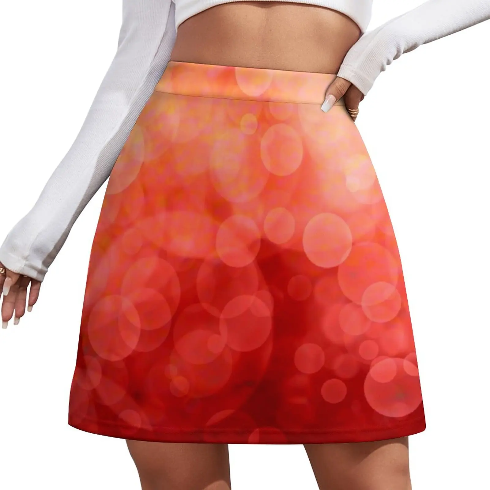 

Sunset Spotted Skirt Woman Dots Print Retro Mini Skirts Summer Harajuku High-waisted Printed Oversized Casual A-line Skirt