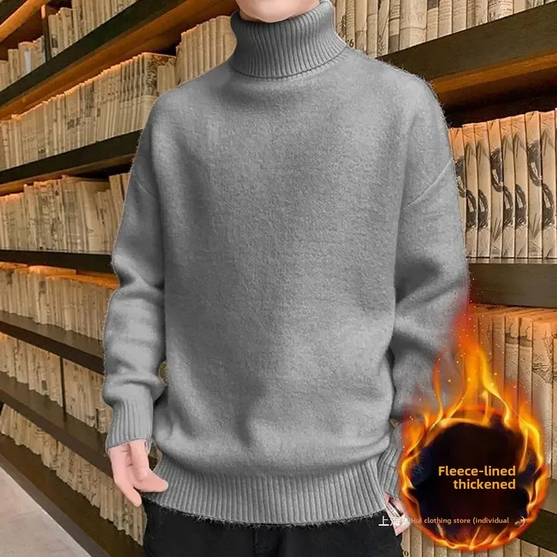 Утолщенный вязаный топ-поло на флисовой подкладке с воротником-черепаховым