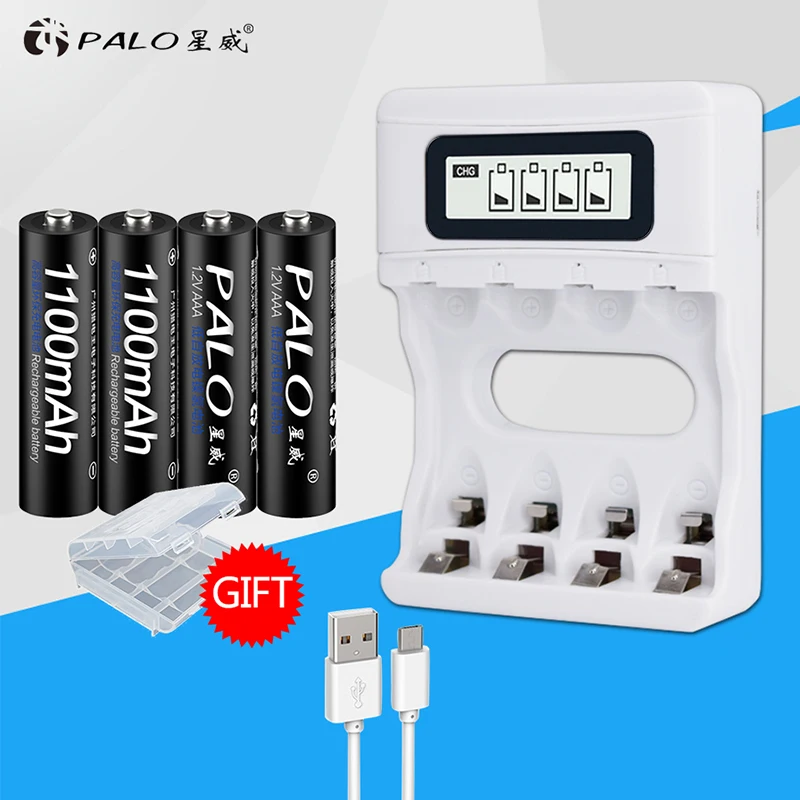 

PALO 1.2V 1100mAh AAA Rechargeable Battery AAA Ni-Mh Rechargeable Batteries AAA Bateria Baterias and 1.2V aa aaa battery charger