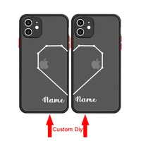 love lovers custom for iphone 13 12 11 pro mini phone case diy letters name for x xs max xr 7 8 plus se20 shockproof hard cover