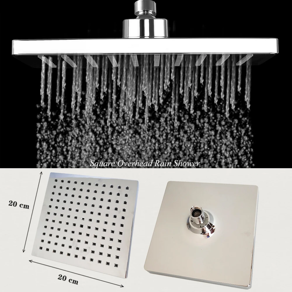

8 Inch Supercharge Rainfall Top Shower Head Large Flow 360 Rotation Abs Thicken High Pressure Ceiling Mounted Bathroom Shower