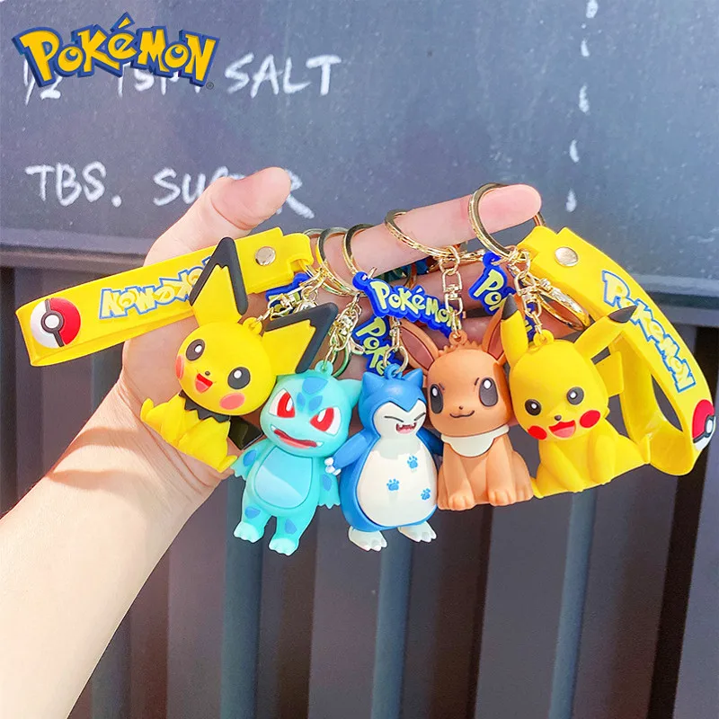 

Pokemon Cute Creative Keychain Pendant Toys Pikachu Pichu Eevee Snorlax Bulbasaur Cartoon Anime Figure Dolls Keyring Kids Gifts