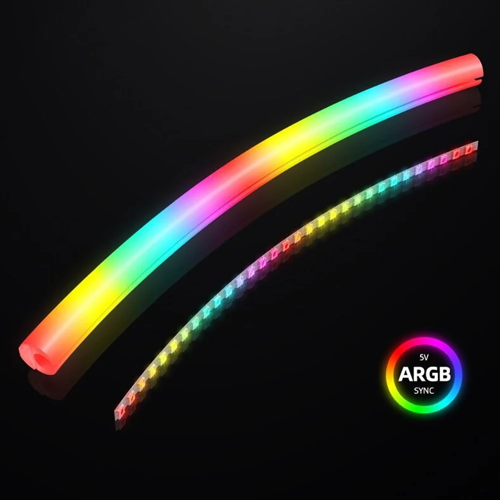 Фото Мягкая трубка ARGB Жилет Aura Sync Светящийся рукав Силиконовая трубка радиатора водяного охлаждения 5 В 3PIN ARGB 4PIN Декор корпуса компьютера №5