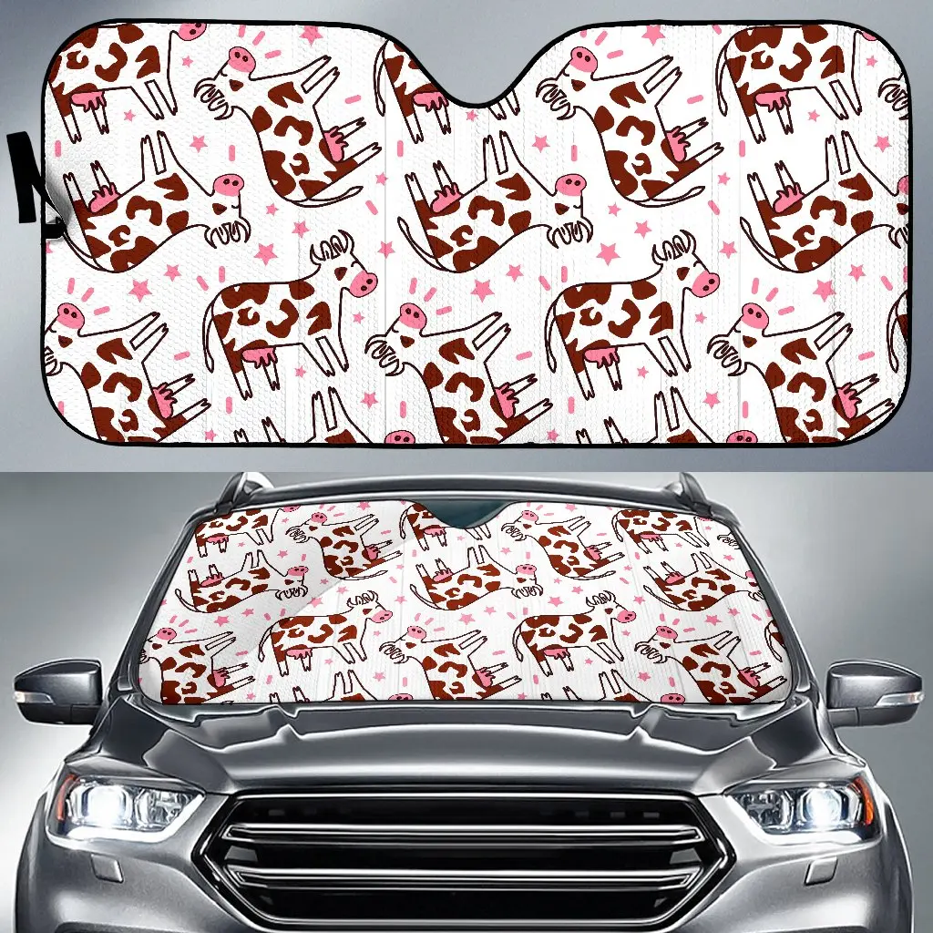 

Cartoon Happy Dairy Cow Pattern Print Car Sun Shade
