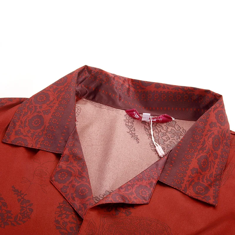 Men's Pajama Set Mens Sleepwear Red Satin Silk Pajamas for Couples Nightwear Pjs Dropshipping
