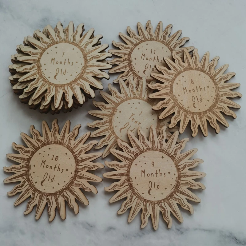 Деревянные знаки месяца в стиле бохо для детской комнаты фотореквизит