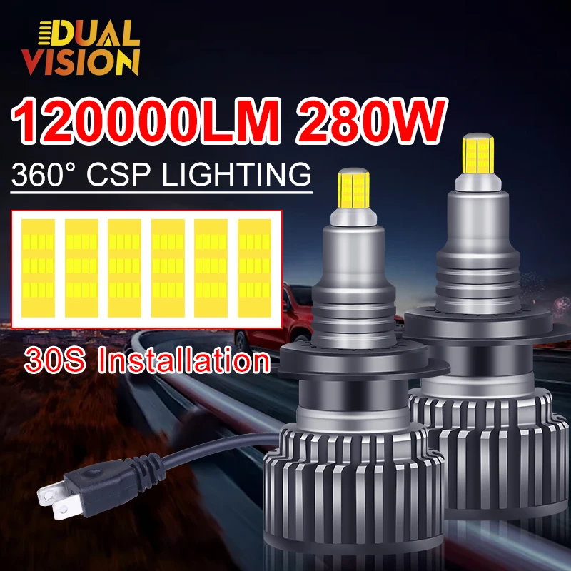 

Лампы для фар Dualvision, 360 лм, 280 дюйма, 9012 Вт, чипы CSP высокой мощности 9005 HIR2 H1 H11 H27 H8 H9 9006 HB3 HB4