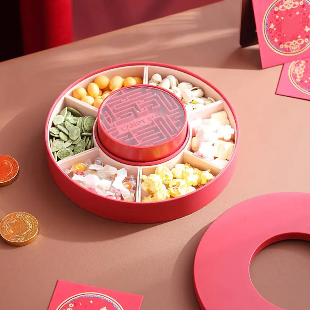 

Лоток для хранения сладостей, новый год, стильный, 7 отделений, лоток для хранения китайских фруктов, закусок, конфет, контейнер с крышкой