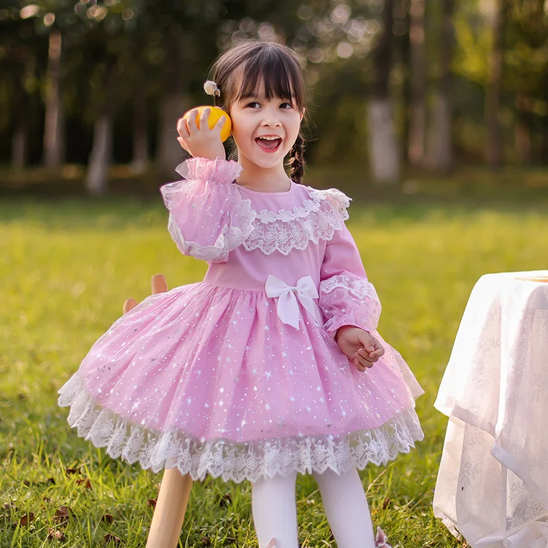 

2022 Spring New Children's Wear Girls' Mesh Lace Dress Small and Medium-sized Children's Lolita Princess Skirt