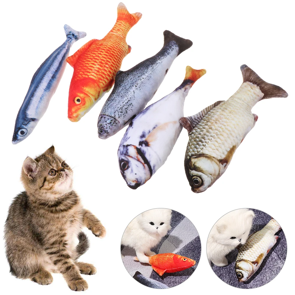 

Funny Simulation Pillow Stuffed Mint Catnip Fish Shape Pet Interactive Kitten Playing Cat Play Toy