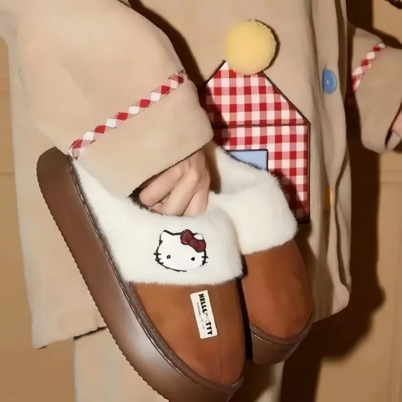Sanrio Kawaii плюшевые тапочки Hello Kitty с героями мультфильмов женские осенне-зимние