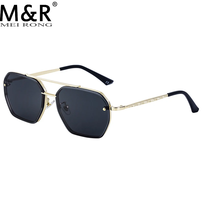 

Fashion New Product Men's Square Sunglasses Retro Gradient Borderless Metal Eyeglass Frame Outdoor Driving Glasses Gafas De Sol