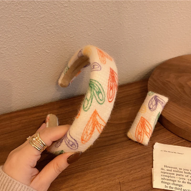 

Color Sketch Heart Hair Pin Wide Head Hoop High Cranial Headband Press Hair Bundle Korean Hair Accessories for Women Hairband