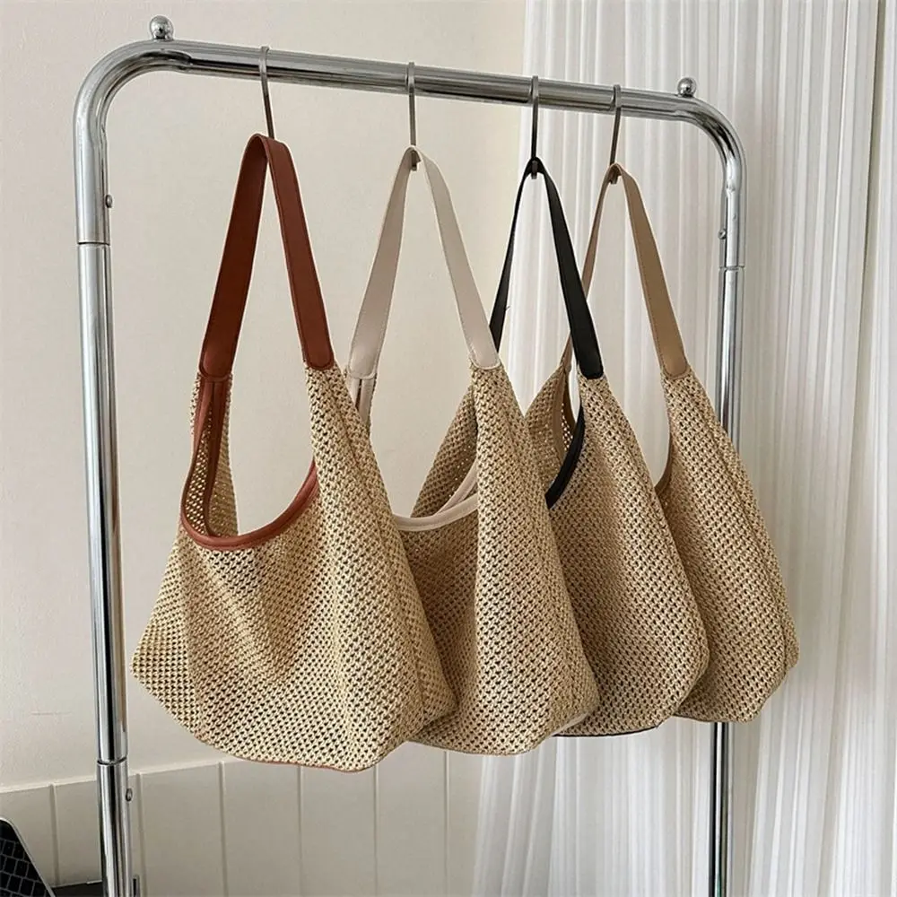 Bohemian Style Weave Straw Bag Handmade  Simple  for Girls Travel Shopping Streetwear Holiday Summer