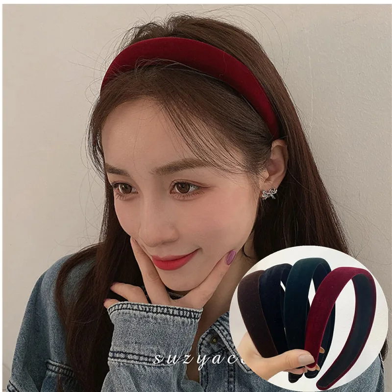 

Женская бархатная однотонная повязка для волос в стиле ретро корейский темпераментный обруч для волос для девушек ободок для волос для взр...